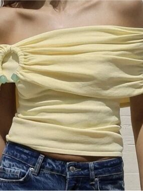 Zara Soft Lemon One-Shoulder Tunic with Ring Detail